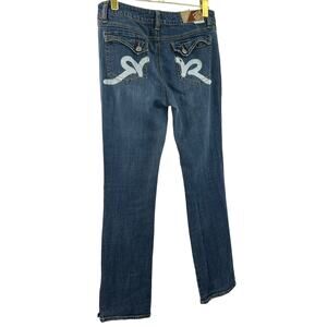 Rocawear Jeans Womens 11‎ Juniors Blue Bootcut distressed Dark Wash Stretch